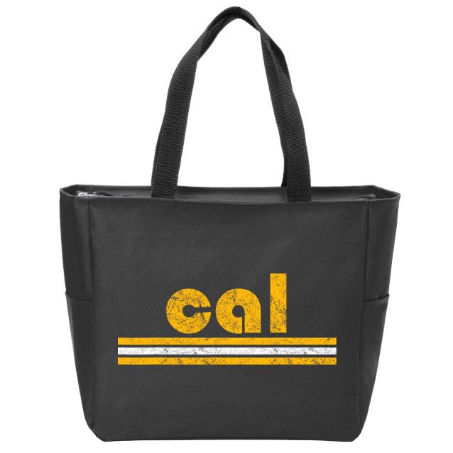 Cal Retro Three Stripe Vintage California Throwback Zip Tote Bag