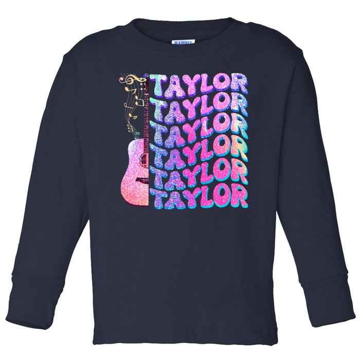 Cute Retro Taylor Music Fan Lover Toddler Long Sleeve Shirt