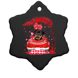 Cute Red Truck Rottweiler Valentines Day Costume Boy Girl Ceramic Star Ornament