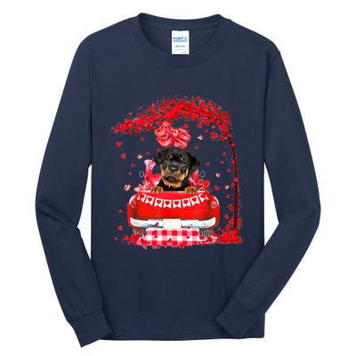 Cute Red Truck Rottweiler Valentines Day Costume Boy Girl Tall Long Sleeve T-Shirt