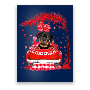 Cute Red Truck Rottweiler Valentines Day Costume Boy Girl Poster