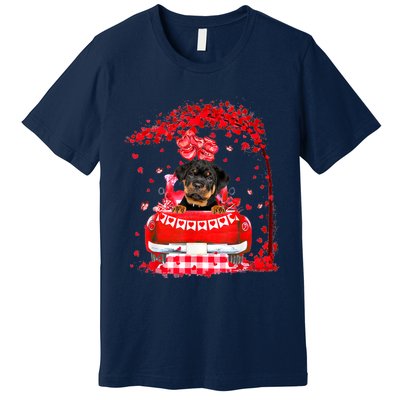 Cute Red Truck Rottweiler Valentines Day Costume Boy Girl Premium T-Shirt