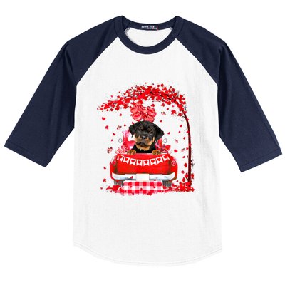 Cute Red Truck Rottweiler Valentines Day Costume Boy Girl Baseball Sleeve Shirt