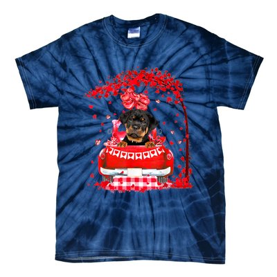 Cute Red Truck Rottweiler Valentines Day Costume Boy Girl Tie-Dye T-Shirt