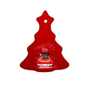 Cute Red Truck Rottweiler Valentines Day Costume Boy Girl Ceramic Tree Ornament