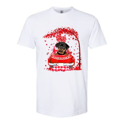 Cute Red Truck Rottweiler Valentines Day Costume Boy Girl Softstyle CVC T-Shirt