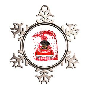 Cute Red Truck Rottweiler Valentines Day Costume Boy Girl Metallic Star Ornament