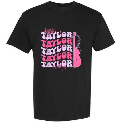 Cute Retro Taylor First Name Personalized Groovy Birthday Garment-Dyed Heavyweight T-Shirt