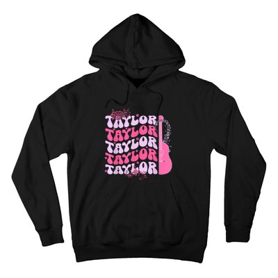 Cute Retro Taylor First Name Personalized Groovy Birthday Hoodie