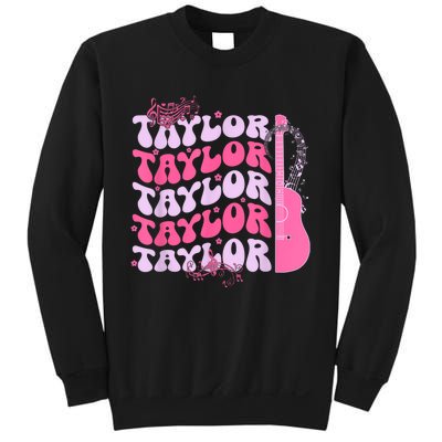 Cute Retro Taylor First Name Personalized Groovy Birthday Sweatshirt