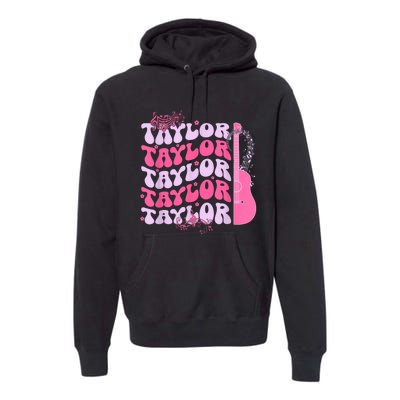 Cute Retro Taylor First Name Personalized Groovy Birthday Premium Hoodie