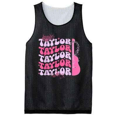 Cute Retro Taylor First Name Personalized Groovy Birthday Mesh Reversible Basketball Jersey Tank