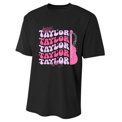 Cute Retro Taylor First Name Personalized Groovy Birthday Performance Sprint T-Shirt