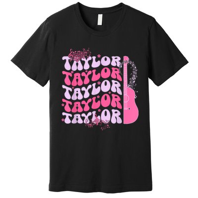 Cute Retro Taylor First Name Personalized Groovy Birthday Premium T-Shirt