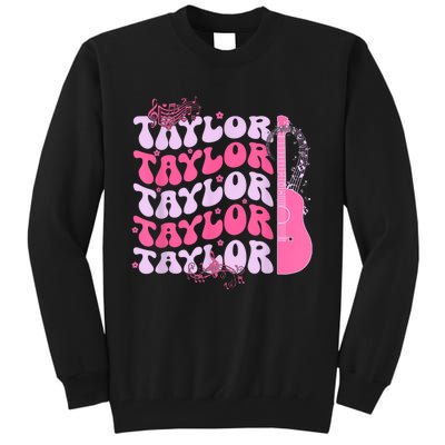 Cute Retro Taylor First Name Personalized Groovy Birthday Tall Sweatshirt