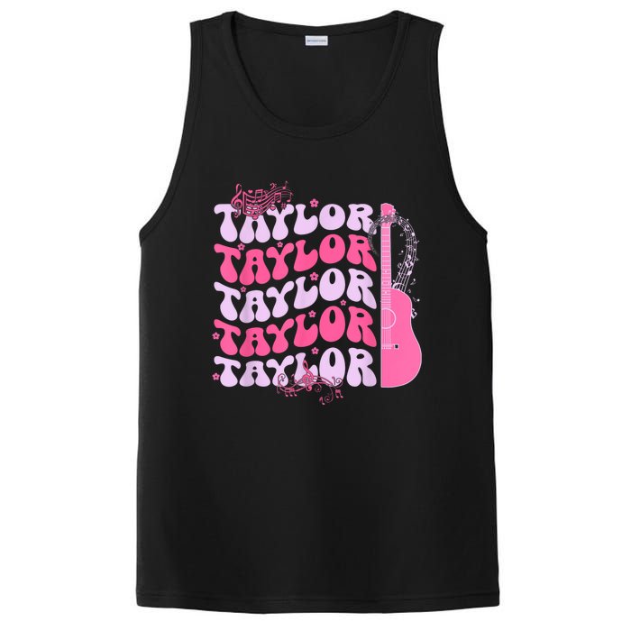 Cute Retro Taylor First Name Personalized Groovy Birthday PosiCharge Competitor Tank