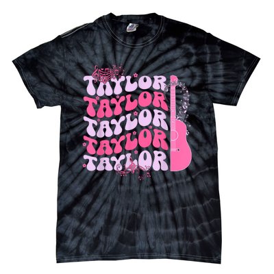 Cute Retro Taylor First Name Personalized Groovy Birthday Tie-Dye T-Shirt