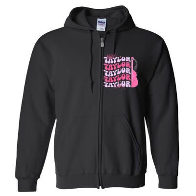 Cute Retro Taylor First Name Personalized Groovy Birthday Full Zip Hoodie