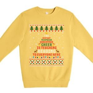 Christmas Reading Teacher Ugly Xmas Great Gift Premium Crewneck Sweatshirt