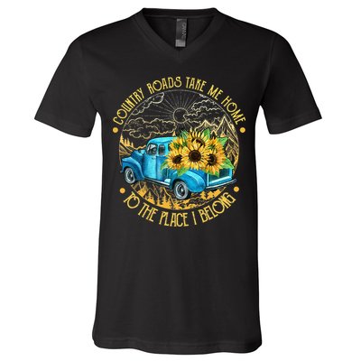 Country Roads Take Me Home To The Place I Belong V-Neck T-Shirt