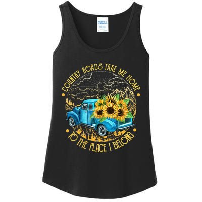 Country Roads Take Me Home To The Place I Belong Ladies Essential Tank