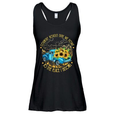 Country Roads Take Me Home To The Place I Belong Ladies Essential Flowy Tank