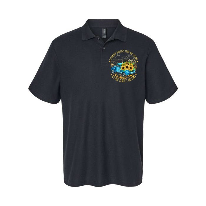 Country Roads Take Me Home To The Place I Belong Softstyle Adult Sport Polo