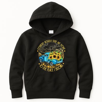 Country Roads Take Me Home To The Place I Belong Kids Hoodie