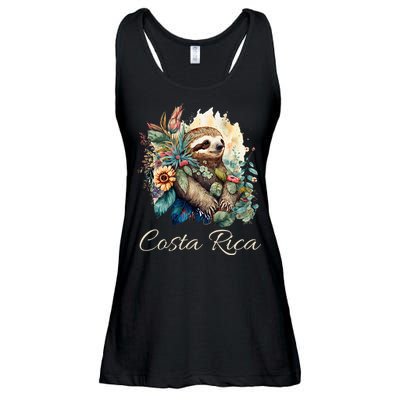 Costa Rica Tropical Sloth Ladies Essential Flowy Tank