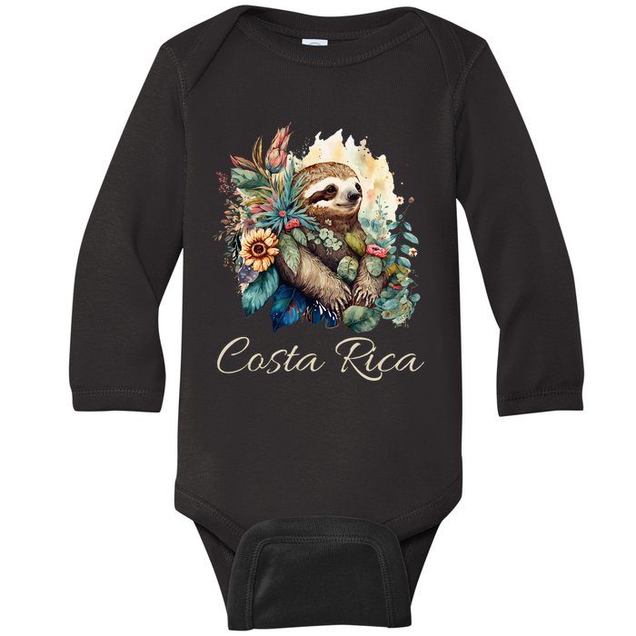 Costa Rica Tropical Sloth Baby Long Sleeve Bodysuit