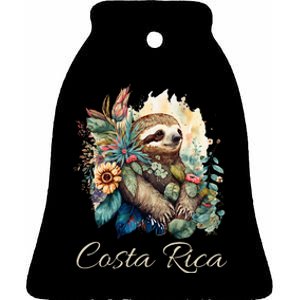 Costa Rica Tropical Sloth Ceramic Bell Ornament