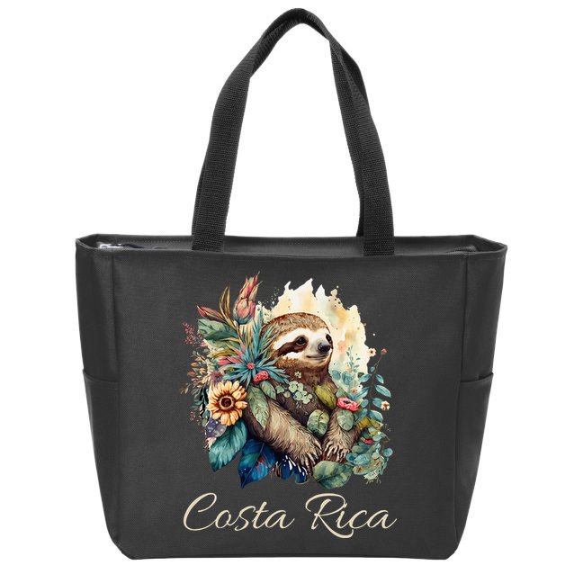 Costa Rica Tropical Sloth Zip Tote Bag