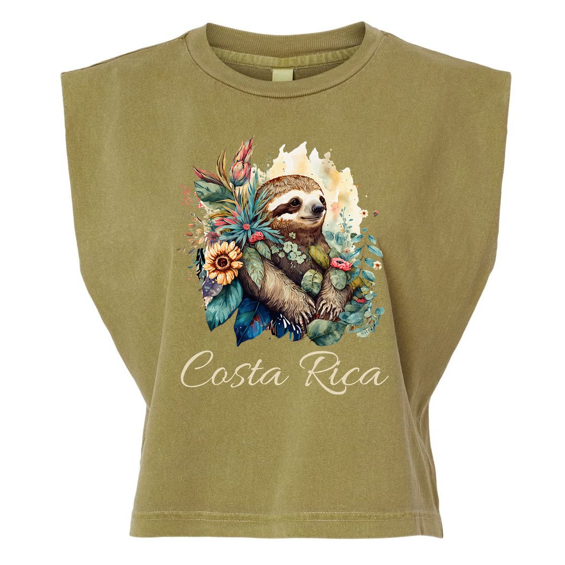 Costa Rica Tropical Sloth Garment-Dyed Women's Muscle Tee