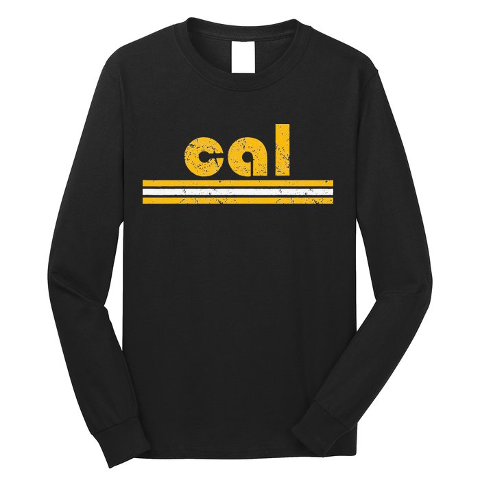 Cal Retro Three Stripe Vintage California Throwback Long Sleeve Shirt