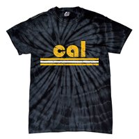 Cal Retro Three Stripe Vintage California Throwback Tie-Dye T-Shirt