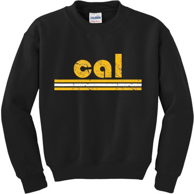 Cal Retro Three Stripe Vintage California Throwback Kids Sweatshirt