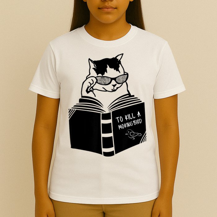 Cat Reading To Kill A Mockingbird Funny T-Shirt