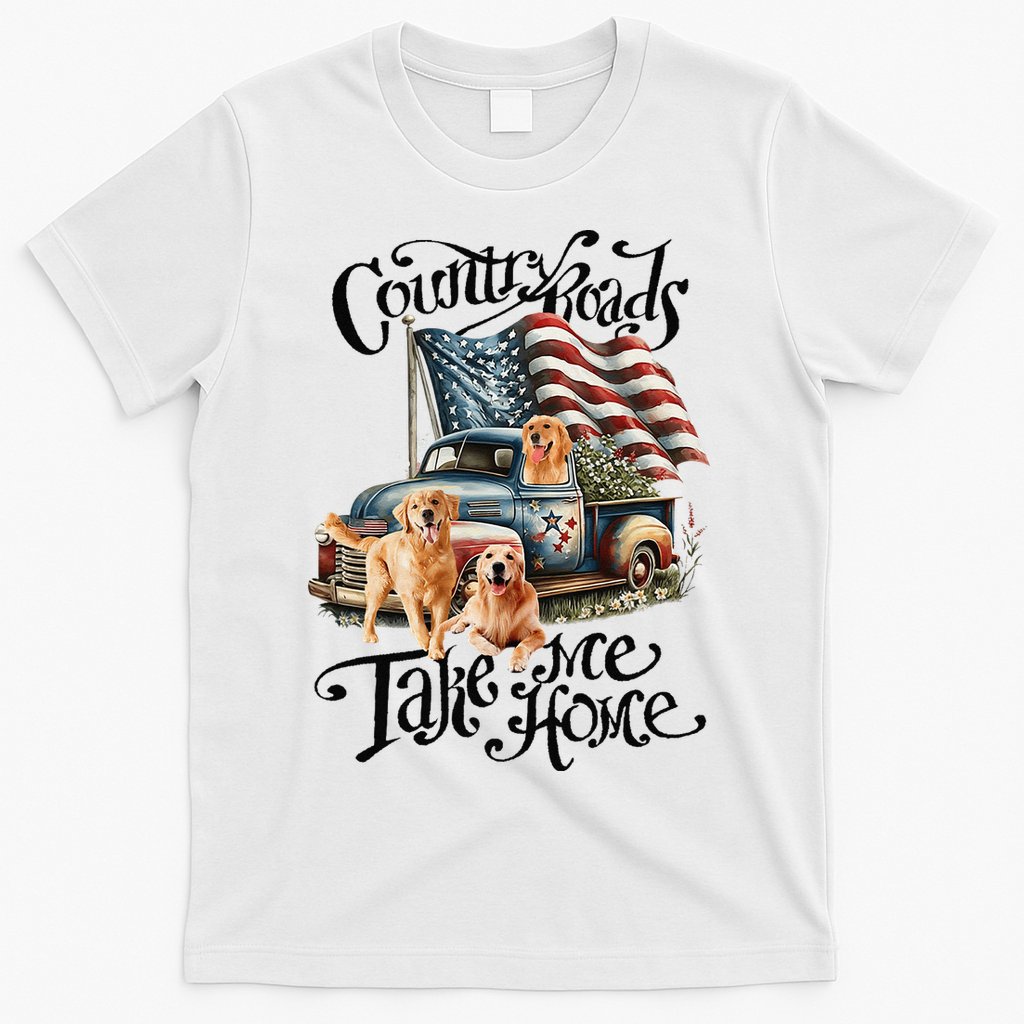 Country Roads Take Golden Retriever Home T-Shirt