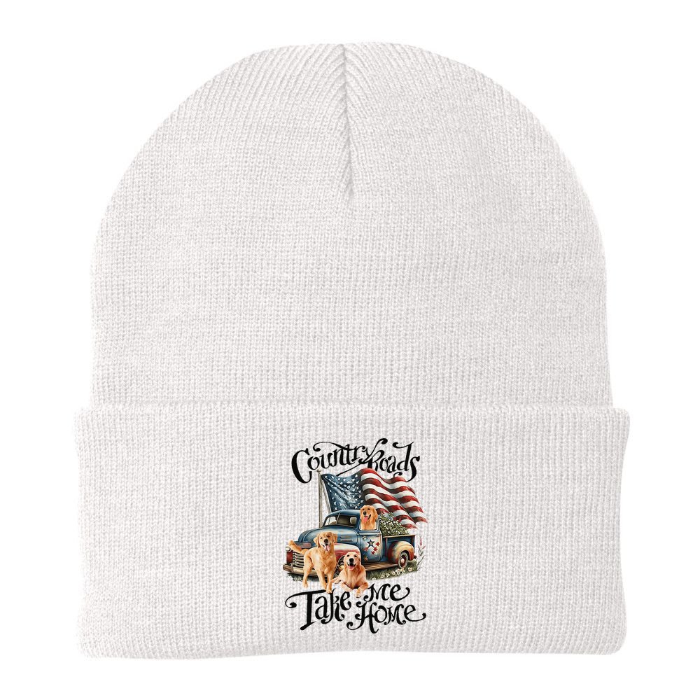 Country Roads Take Golden Retriever Home Beanie