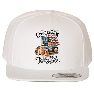 Country Roads Take Golden Retriever Home Wool Snapback Cap