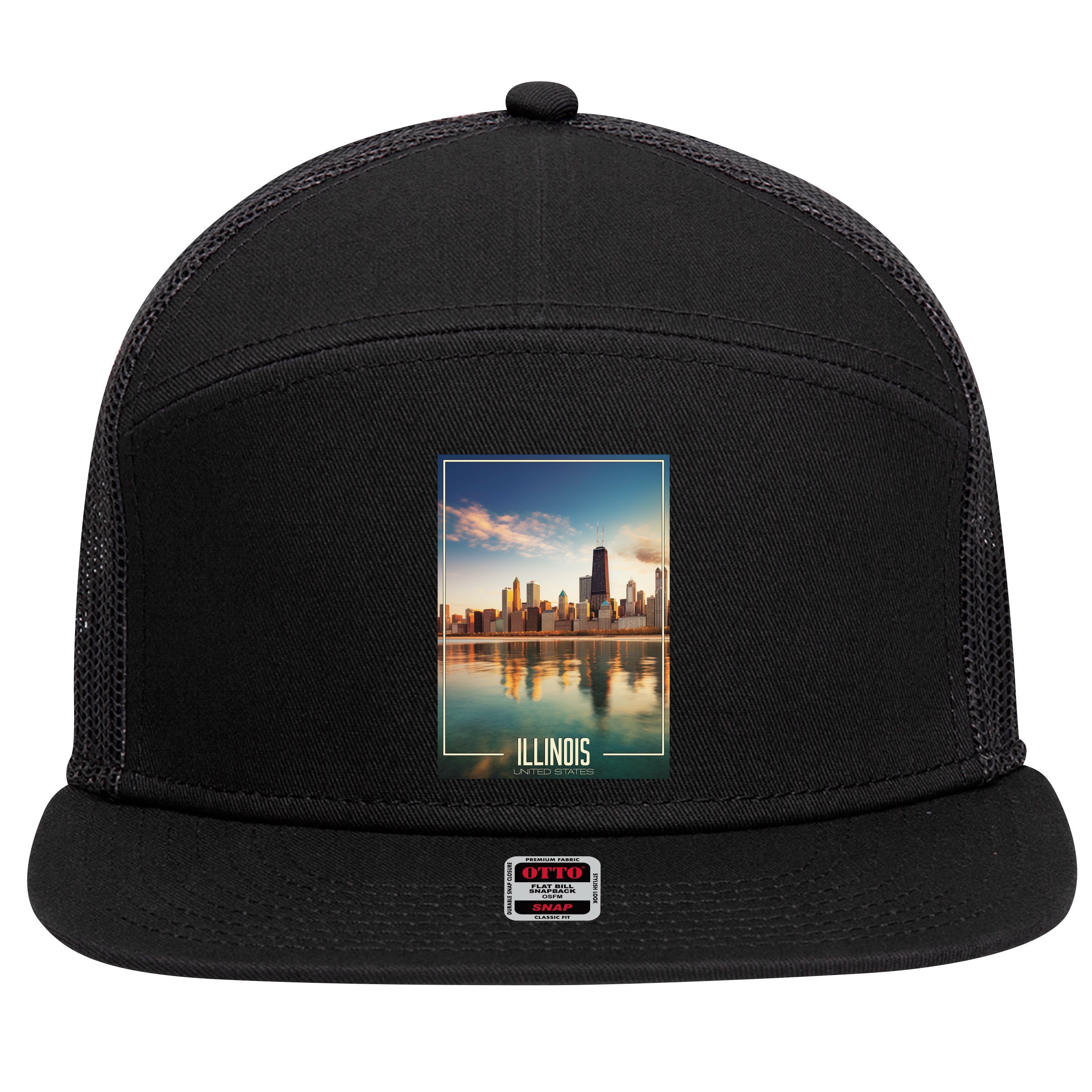 Chicago Reflections: The Heart Of Illinois 7 Panel Mesh Trucker Snapback Hat