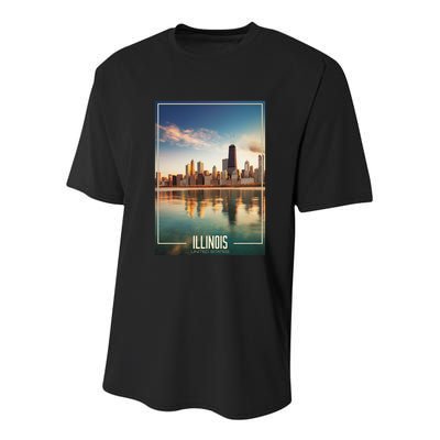 Chicago Reflections: The Heart Of Illinois Youth Performance Sprint T-Shirt