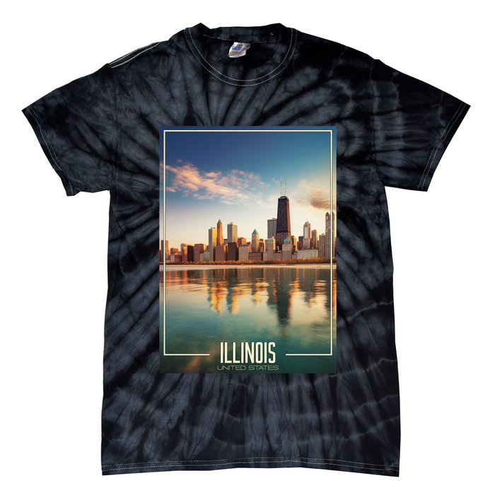 Chicago Reflections: The Heart Of Illinois Tie-Dye T-Shirt