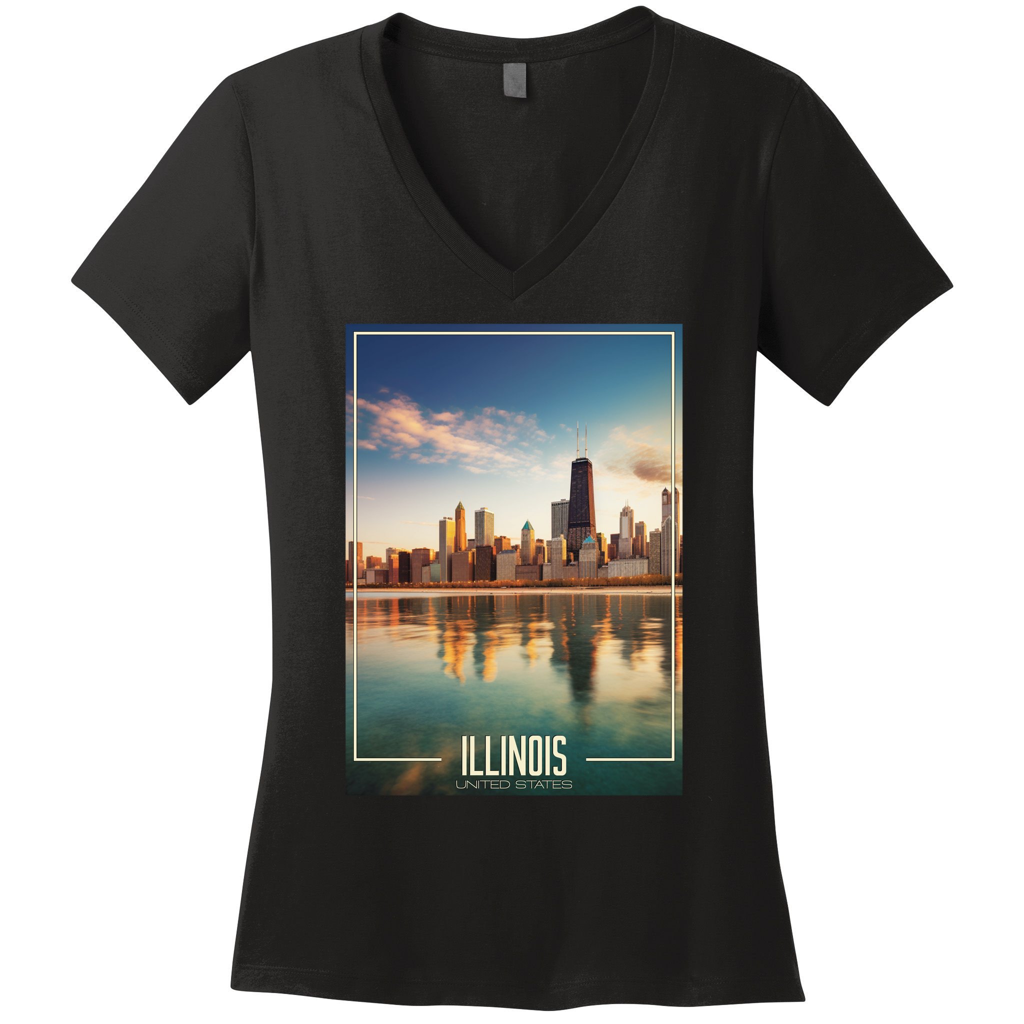 Chicago Reflections: The Heart Of Illinois Women's V-Neck T-Shirt