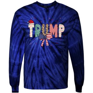 Christmas Retro Trump 2024 Tie-Dye Long Sleeve Shirt