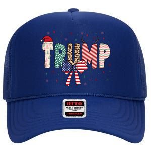 Christmas Retro Trump 2024 High Crown Mesh Back Trucker Hat