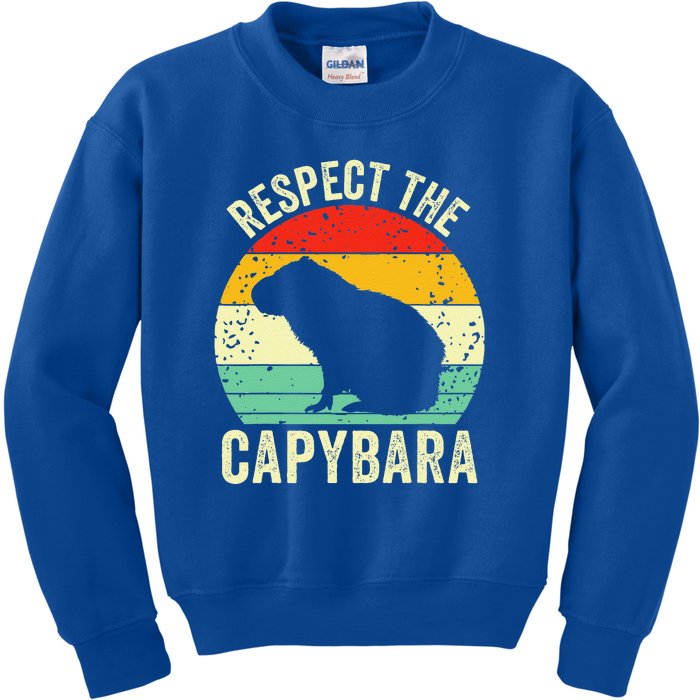 Capybaras Respect The Capybara Cavy Rodent Lover Kids Sweatshirt