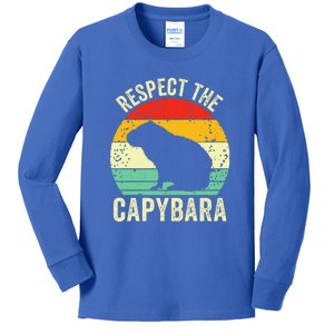 Capybaras Respect The Capybara Cavy Rodent Lover Kids Long Sleeve Shirt