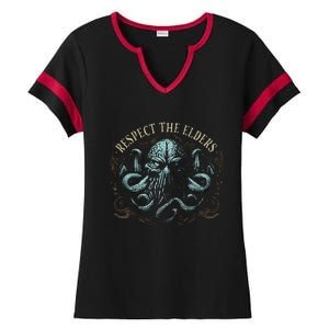 Cthulhu Respect The Elders Ladies Halftime Notch Neck Tee