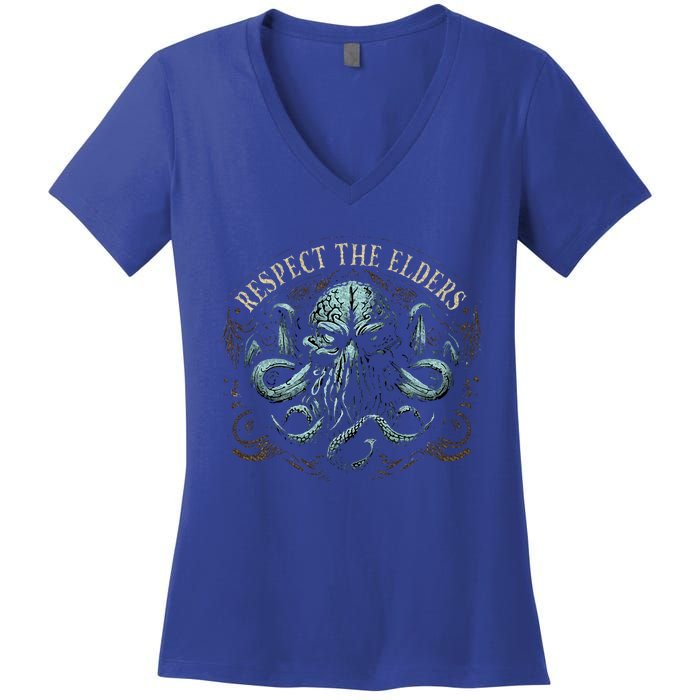 Cthulhu Respect The Elders Women's V-Neck T-Shirt